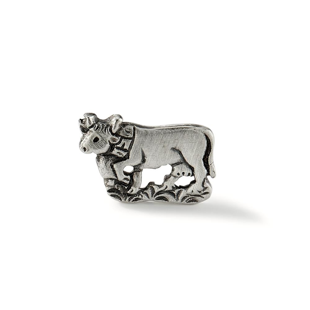 Single stud earring Silver Patinated Cow