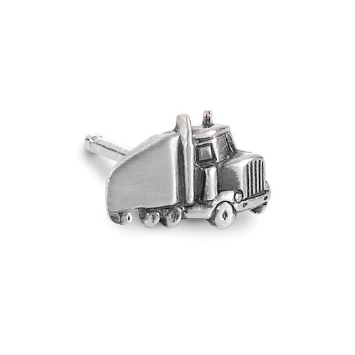 Single stud earring Silver Patinated Truck