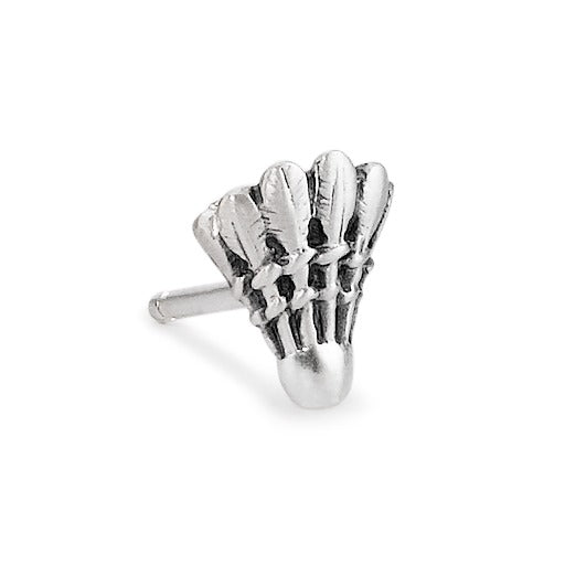 Single stud earring Silver Patinated Badminton