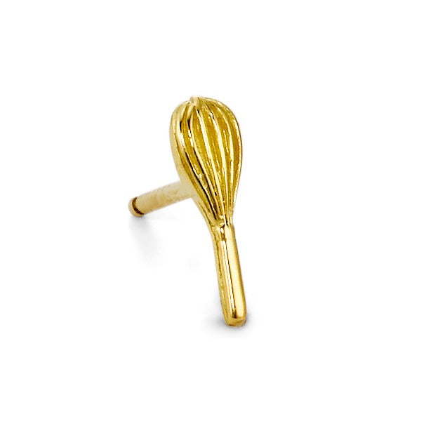 Single stud earring 9k Yellow Gold Whisk