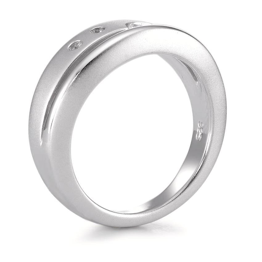 Ring Silver Zirconia 3 Stones Rhodium plated