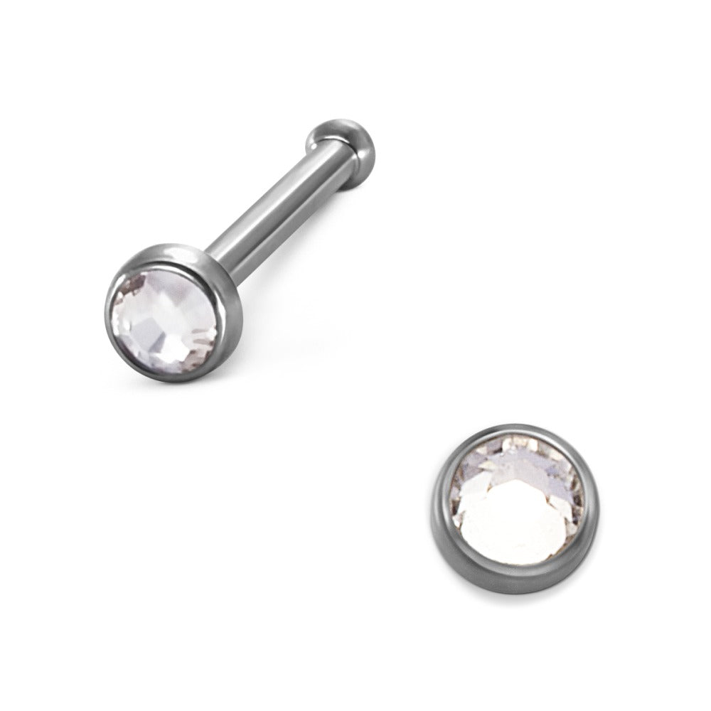 Nose Stud Titanium Crystal White Ø2 mm