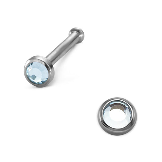 Nose Stud Titanium Crystal Light Blue Ø2 mm