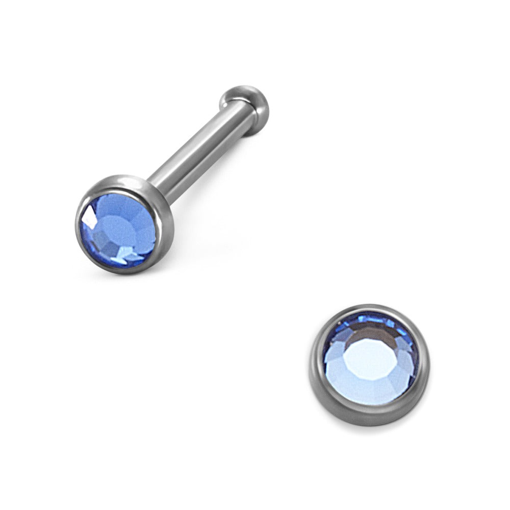 Nose Stud Titanium Crystal Light Blue Ø2 mm