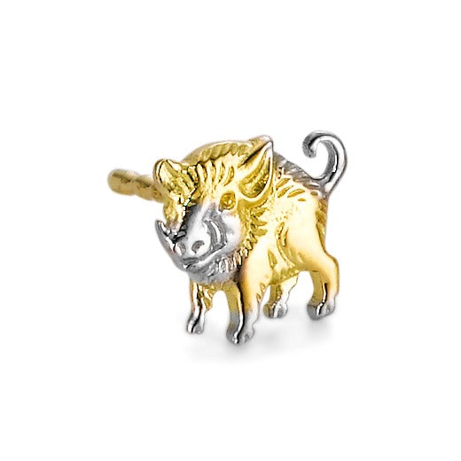 Single stud earring 9k Yellow Gold Wild Boar