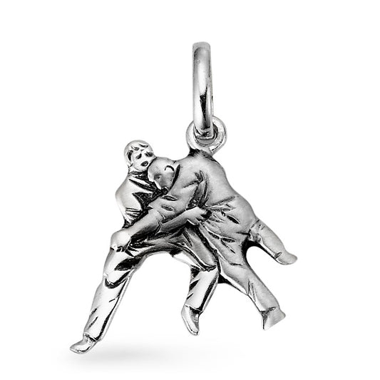 Pendant Silver Patinated Swiss Wrestling