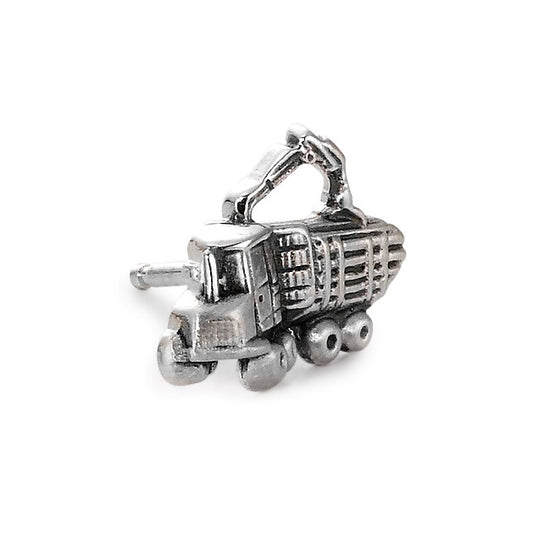 Single stud earring Silver Patinated Skidder