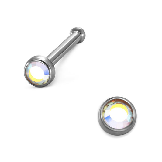 Nose Stud Titanium Crystal Rainbow-colored Ø2 mm