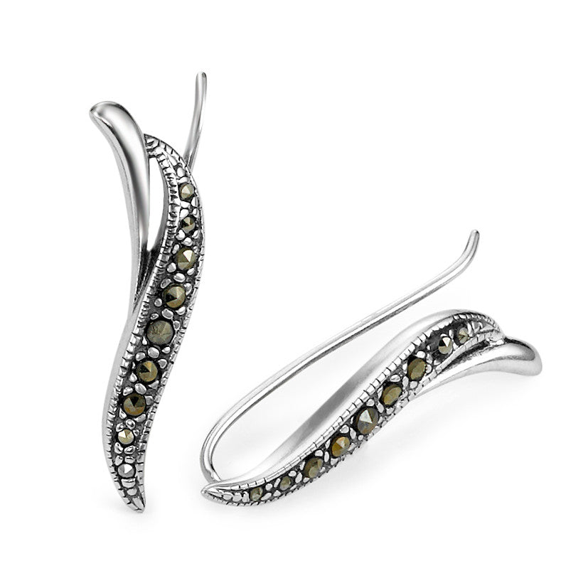 Ear Climber Silver Marcasite