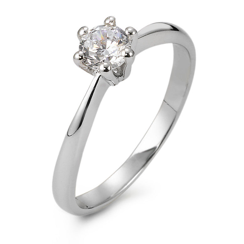 Solitaire ring Silver Zirconia Rhodium plated