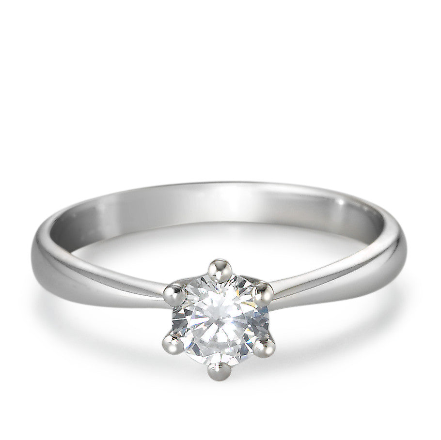 Solitaire ring Silver Zirconia Rhodium plated