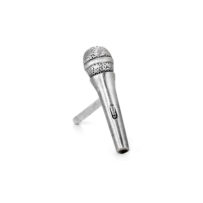Single stud earring Silver Microphone