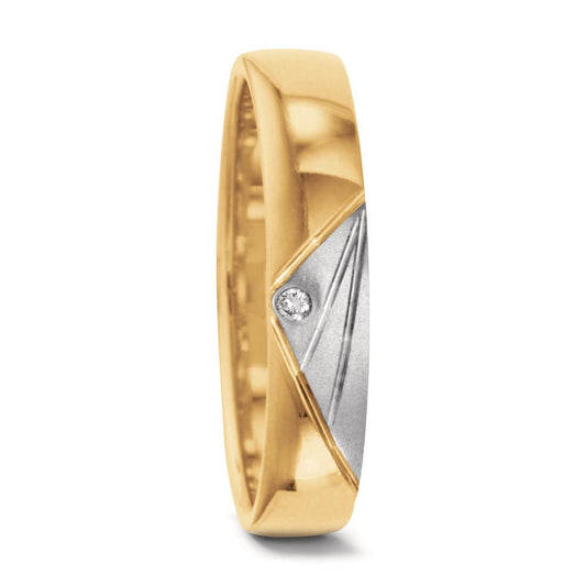 Wedding Ring 18k Yellow Gold, 18k White Gold Diamond 0.01 ct, w-si