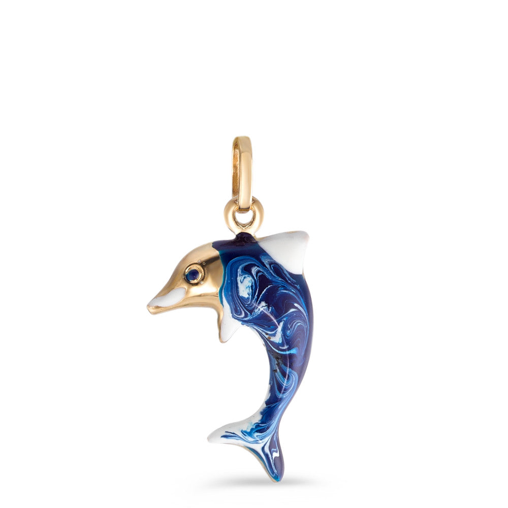 Pendant 18k Yellow Gold Enameled Dolphin