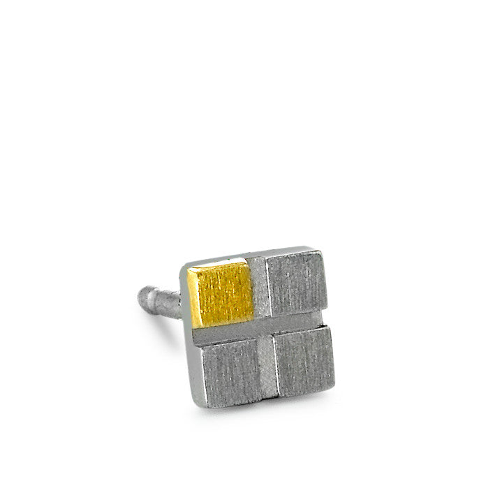 Single stud earring Platinum 950, 18k Yellow Gold