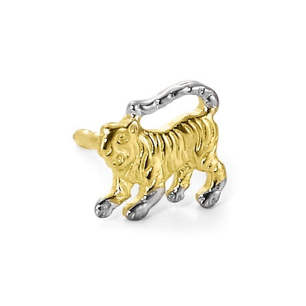 Single stud earring 18k Yellow Gold Tiger