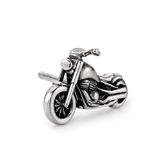 Single stud earring Silver Patinated Motorcycle