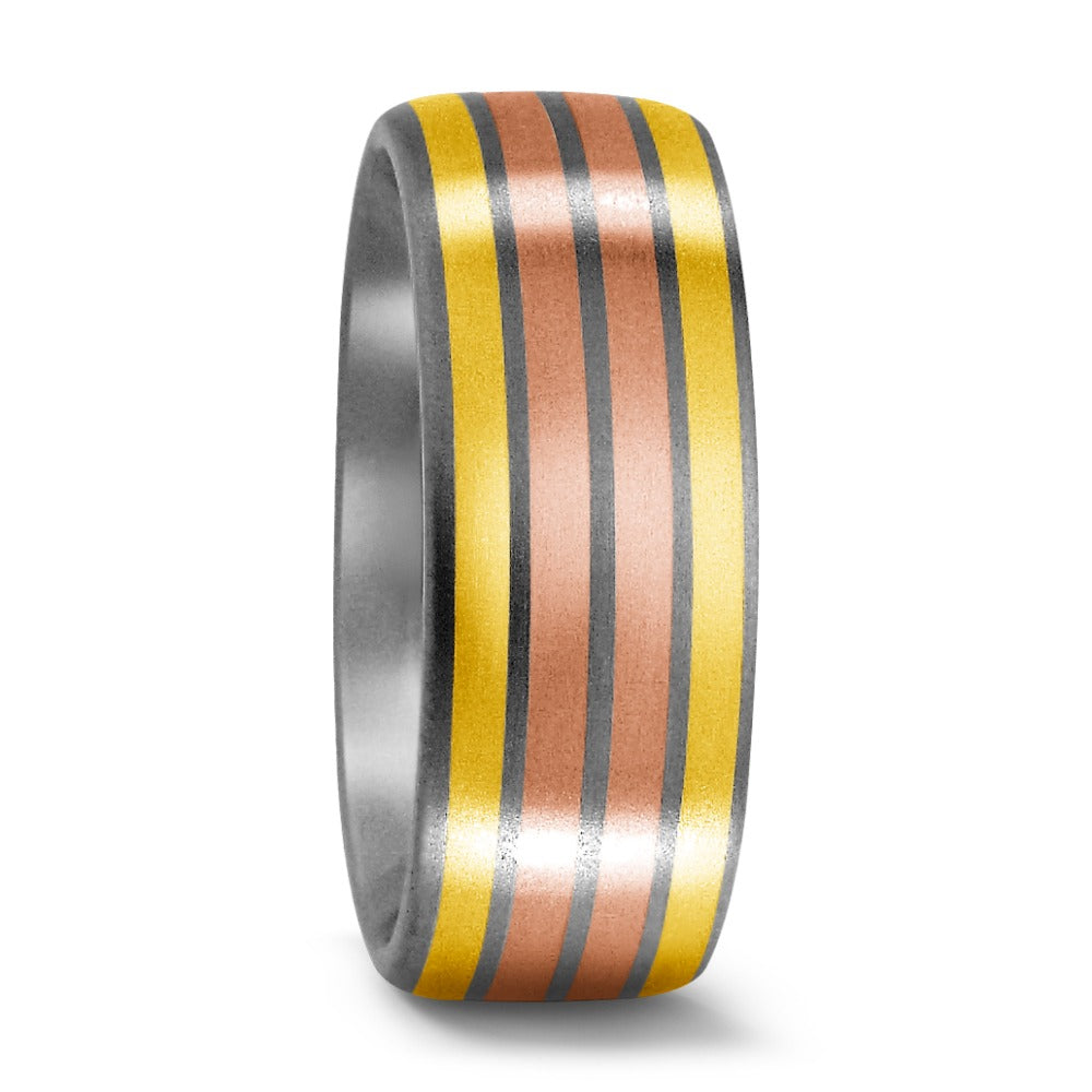 Wedding Ring Titanium, 18k Yellow Gold, 18k Red Gold