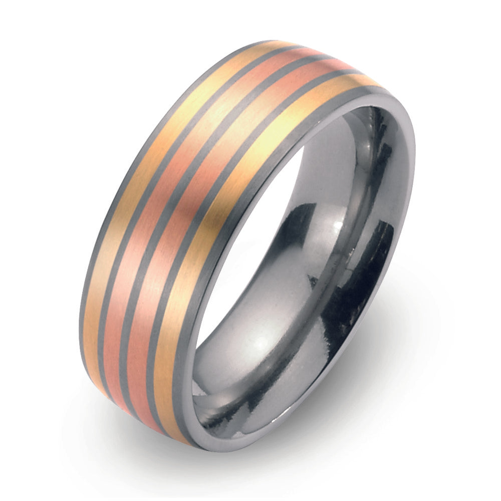 Wedding Ring Titanium, 18k Yellow Gold, 18k Red Gold