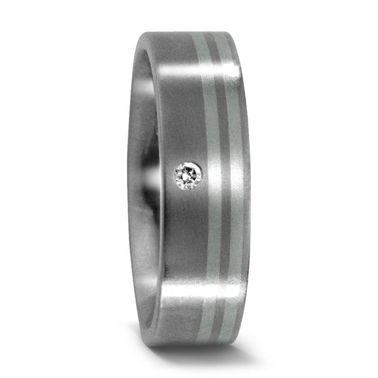 Wedding Ring Titanium, Platinum 950 Diamond 0.02 ct, w-si