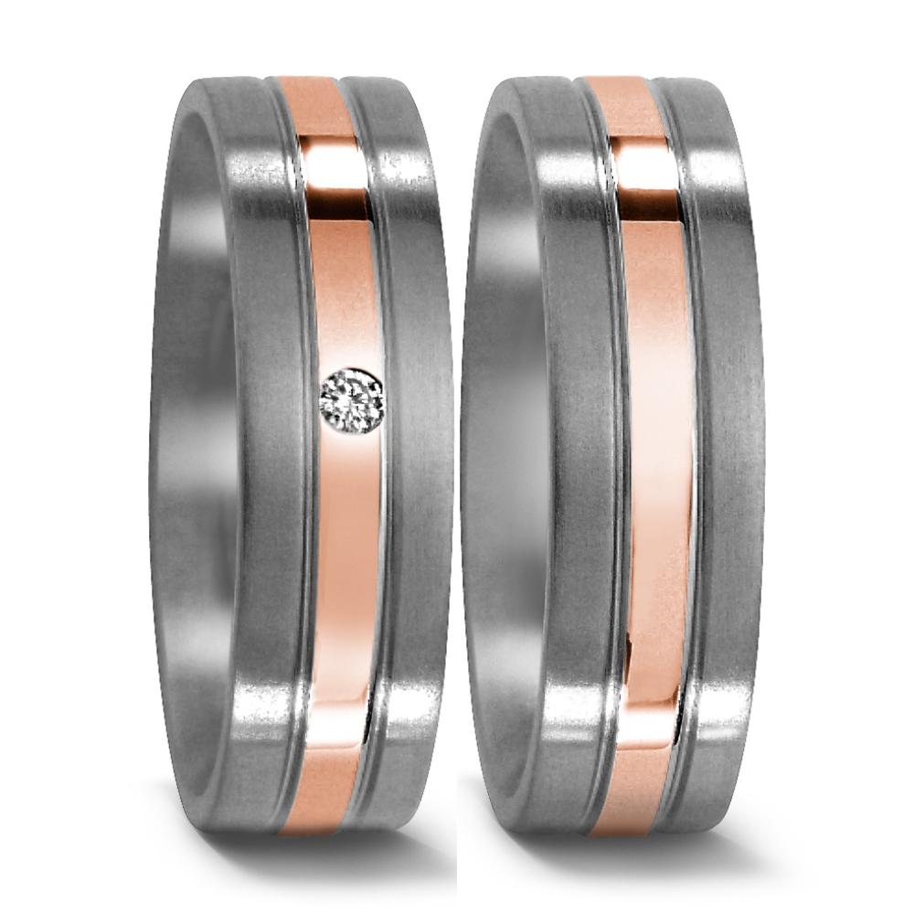 Wedding Ring Titanium, 18k Red Gold