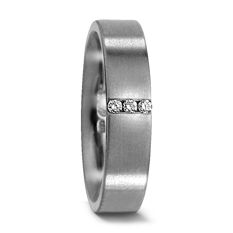 Wedding Ring Titanium Diamond 0.03 ct, 3 Stones, w-si