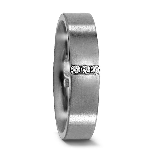 Wedding Ring Titanium Diamond 0.03 ct, 3 Stones, w-si