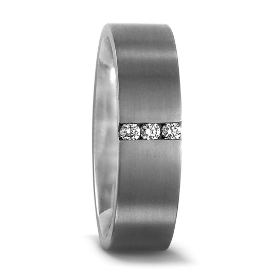 Wedding Ring Titanium Diamond 0.06 ct, 3 Stones, w-si