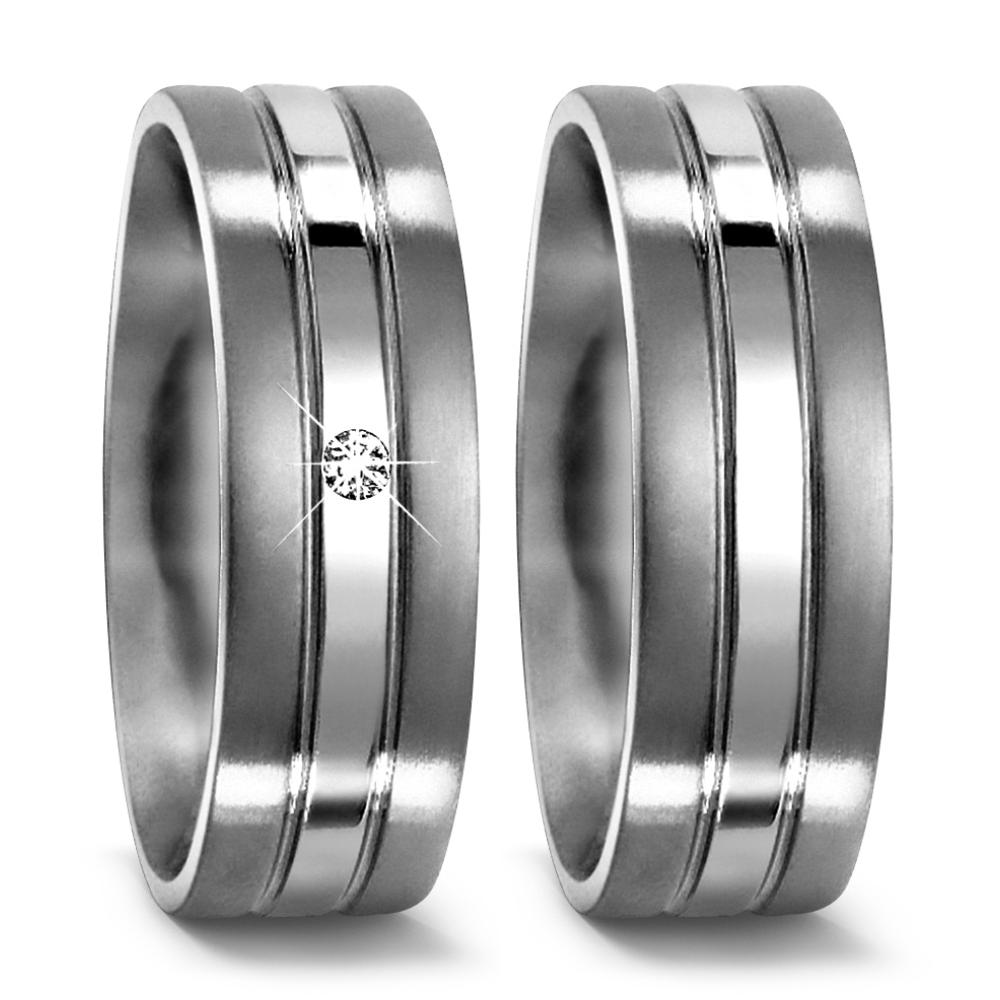 Wedding Ring Titanium Diamond 0.02 ct, w-si