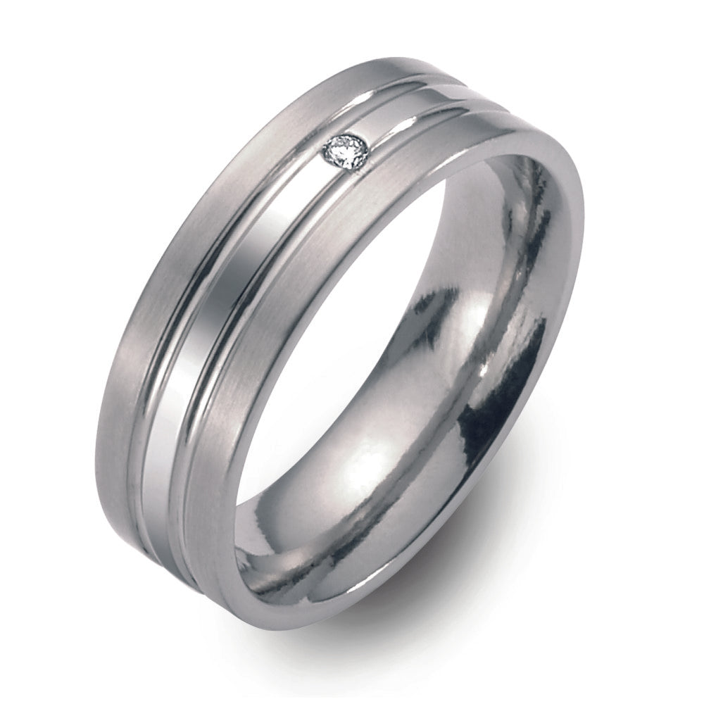 Wedding Ring Titanium Diamond 0.02 ct, w-si