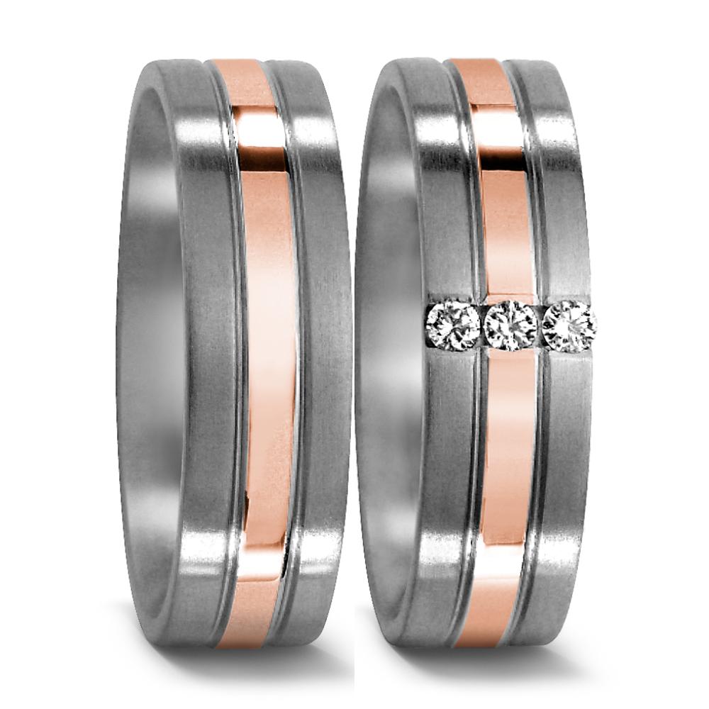 Wedding Ring Titanium, 18k Red Gold