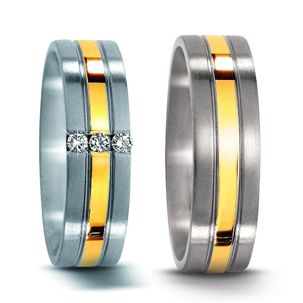 Wedding Ring Stainless steel, 18k Yellow Gold