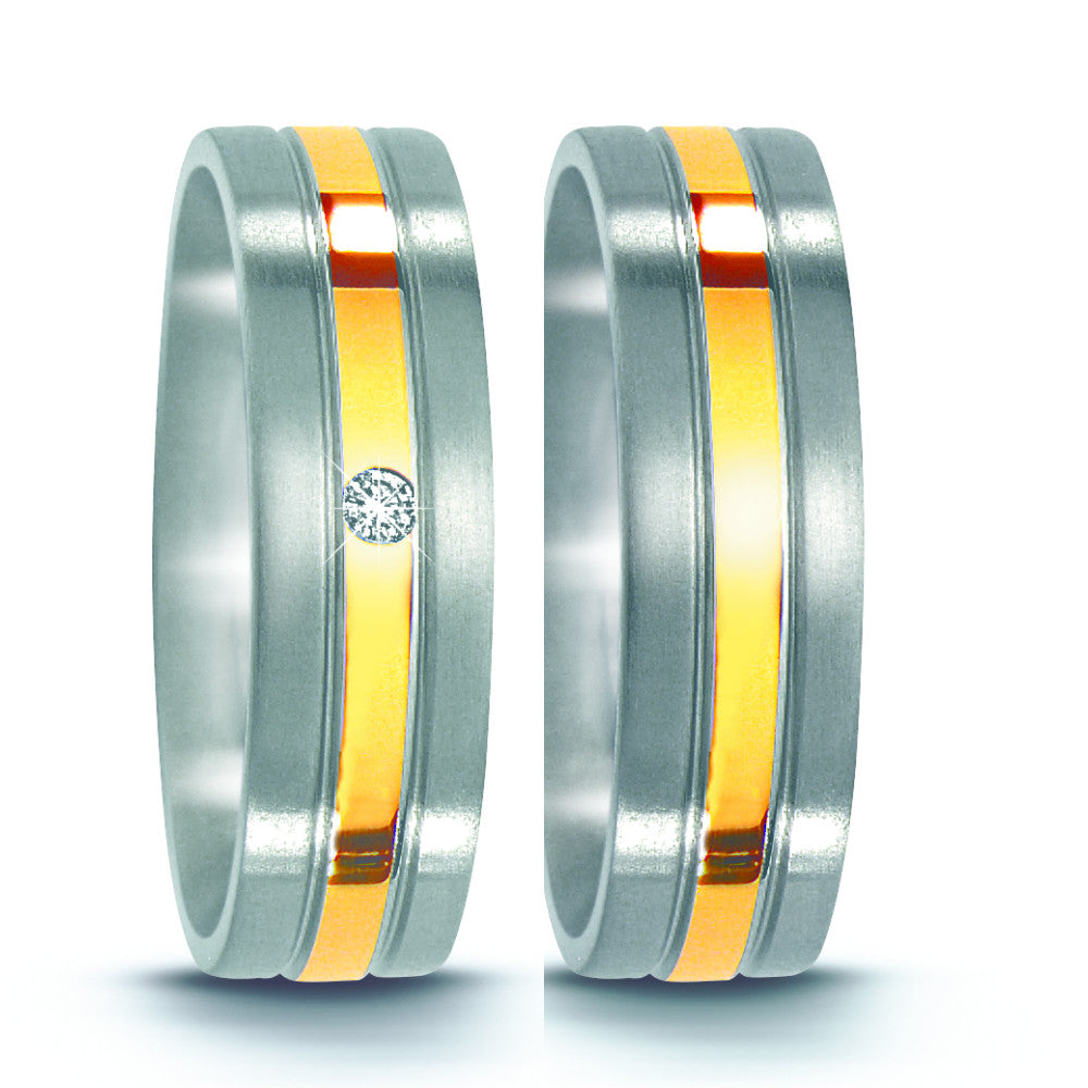 Wedding Ring Stainless steel, 18k Yellow Gold