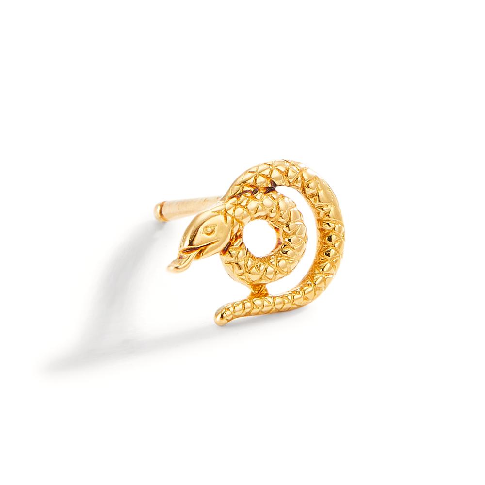 Single stud earring 18k Yellow Gold Bicolor Snake