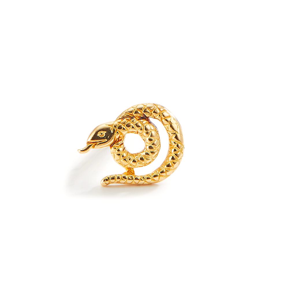 Single stud earring 18k Yellow Gold Bicolor Snake