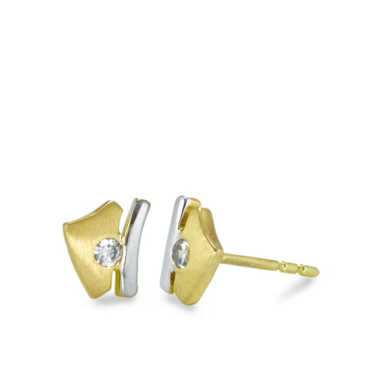 Stud earrings 18k Yellow Gold Zirconia 2 Stones