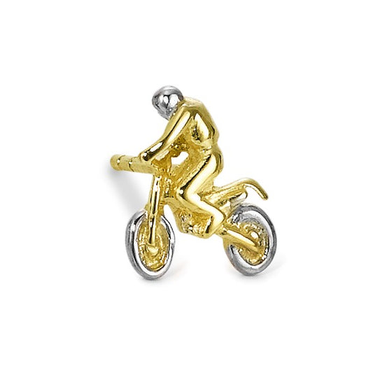 Single stud earring 18k Yellow Gold Motocross