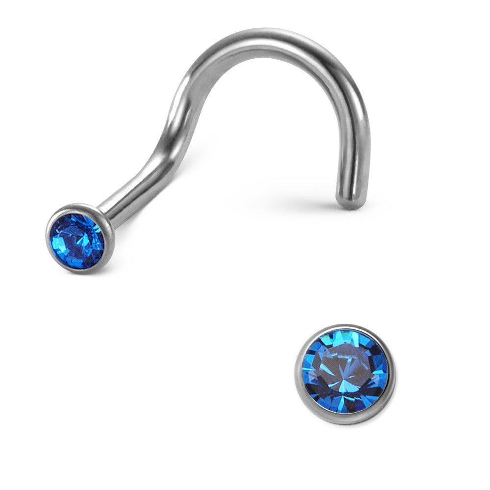 Nose Stud Titanium Crystal Blue Ø2.5 mm