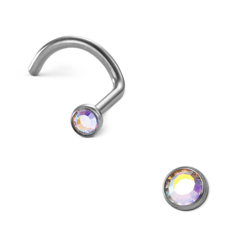 Nose Stud Titanium Crystal Rainbow-colored Ø2 mm