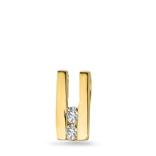 Pendant 18k Yellow Gold Zirconia 2 Stones