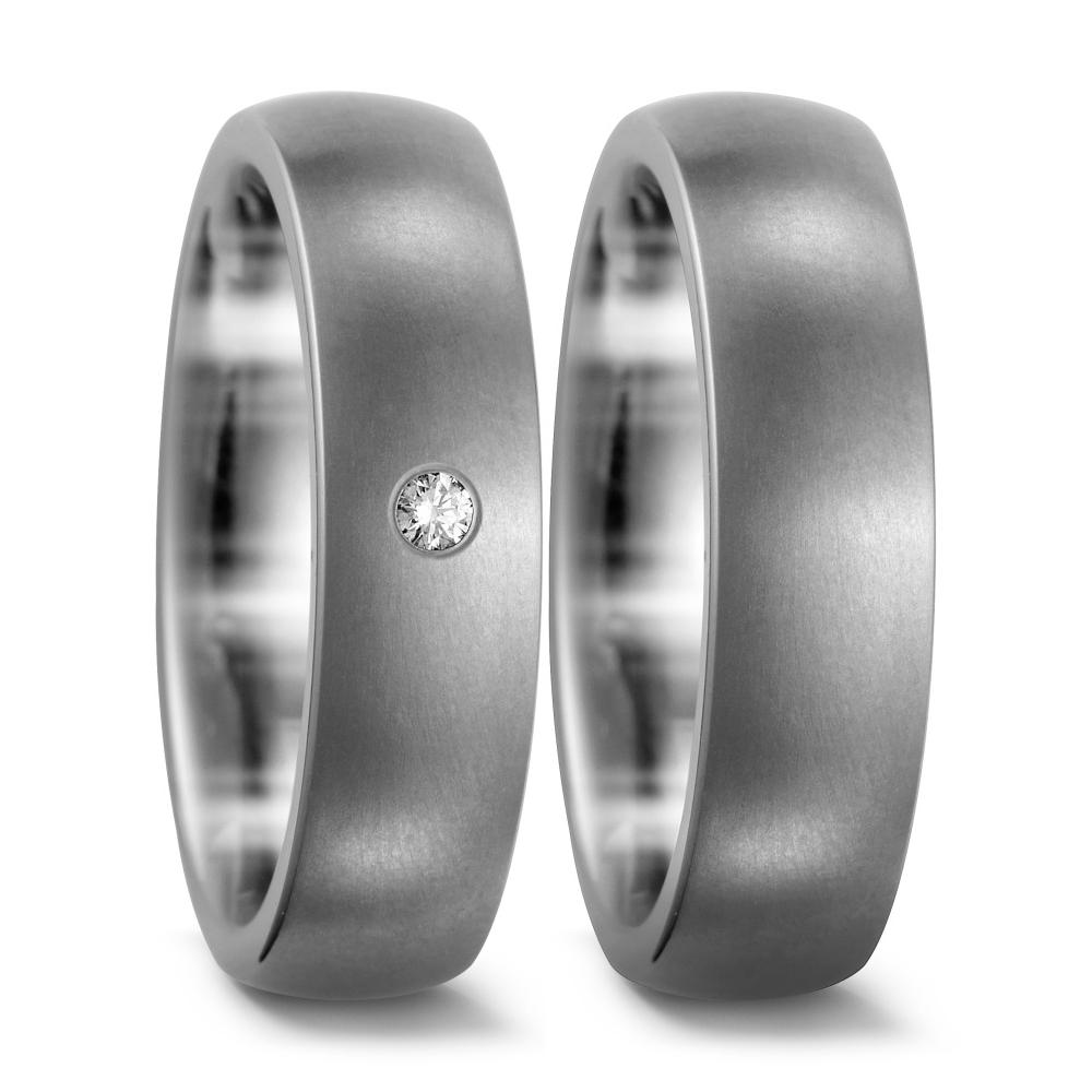 Wedding Ring Titanium Diamond 0.03 ct, w-si