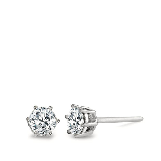 Stud earrings 18k White Gold Moissanite 2 Stones Ø5 mm