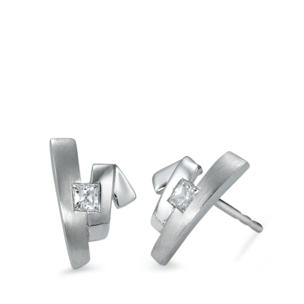 Stud earrings 18k White Gold Zirconia 2 Stones