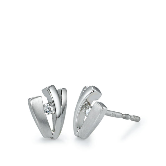 Stud earrings 18k White Gold Zirconia 2 Stones