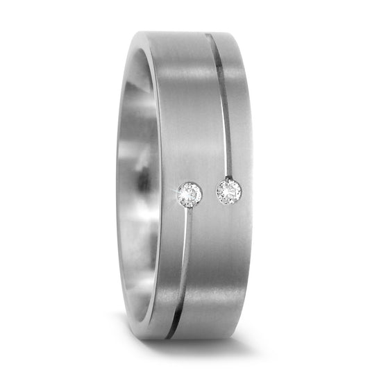 Wedding Ring Titanium Diamond 0.03 ct, 2 Stones, w-si