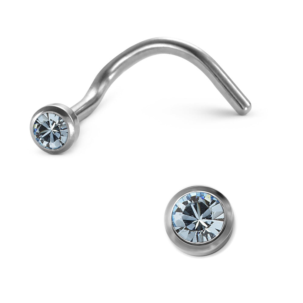 Nose Stud Titanium Crystal Light Blue Ø2.5 mm