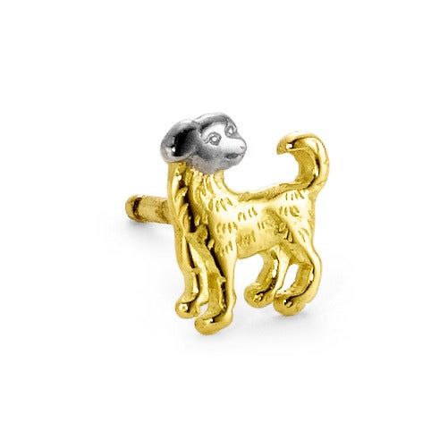 Single stud earring 18k Yellow Gold Dog