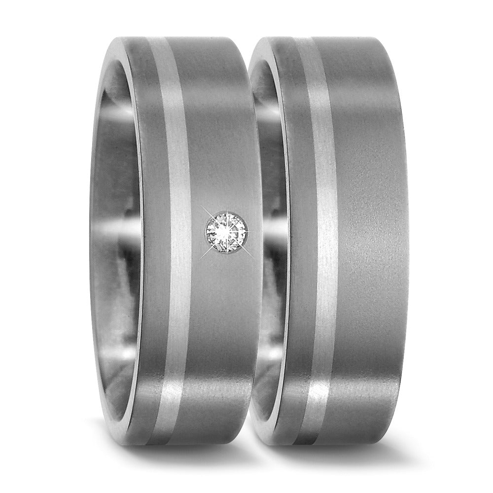 Ring Titanium, Platinum 950 Diamond 0.03 ct, w-si