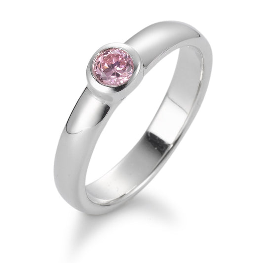 Ring Silver Zirconia Rose