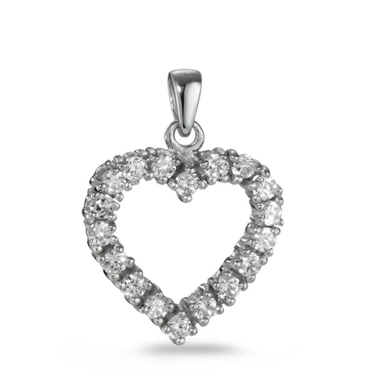 Pendant Silver Zirconia 18 Stones Rhodium plated Heart Ø17 mm